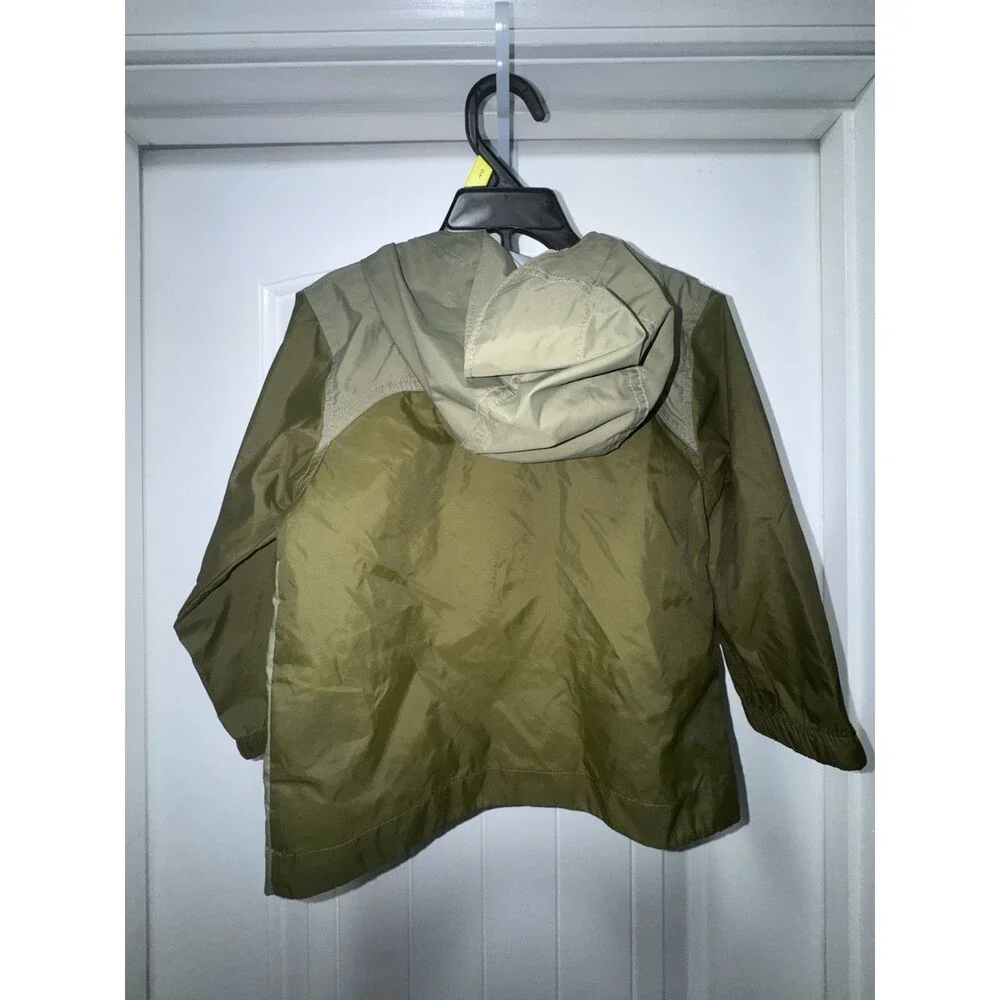 Columbia Toddler Boys Green Hooded Windbreaker Jacket Full Zip Size 3T